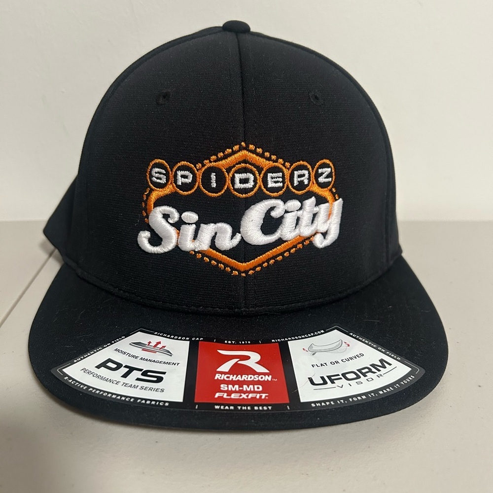 Spiderz Sin City Vegas Fitted Hat Men’s Small/Medium Black Softball Baseball